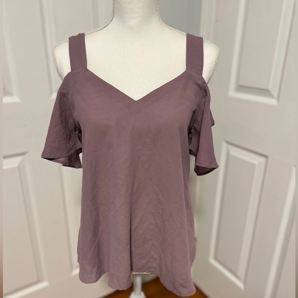 Tulle cold shoulder blouse